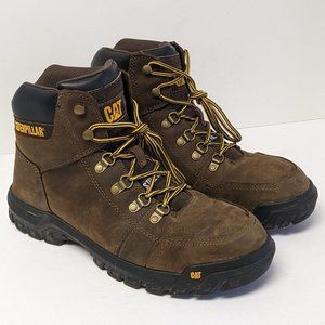 Caterpillar Outline Steel Toe Work Boots, Brown Leather, Men's 10.5 M